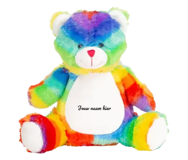 Regenboog beer 42 cm - Eigen naam - de Bedrukwinkel