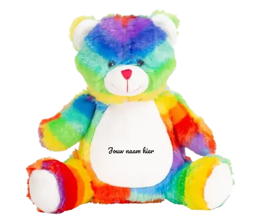 Regenboog beer 42 cm - Eigen naam - de Bedrukwinkel