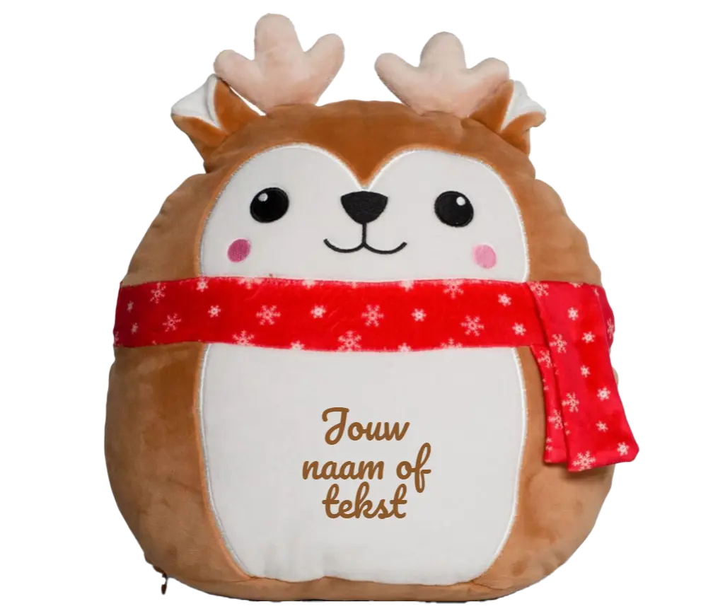 Rendieren knuffel kerst 29cm - Eigen naam - de Bedrukwinkel