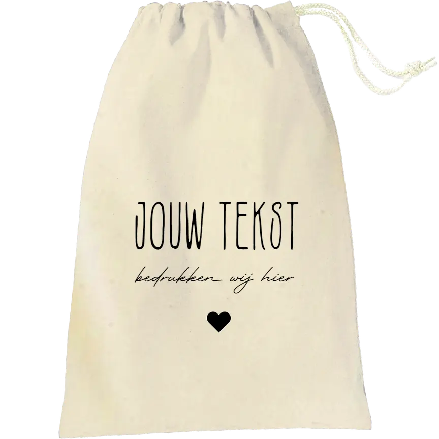 Bewaarzak "Eigen Tekst" de Bedrukwinkel