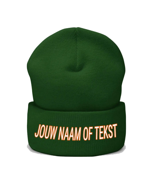 Beanie geborduurd met tekst, naam of logo de Bedrukwinkel