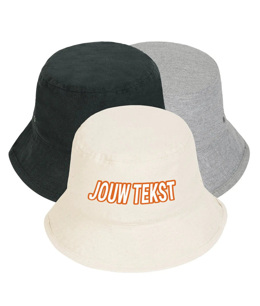 Buckethat bedrukt met tekst of logo de Bedrukwinkel