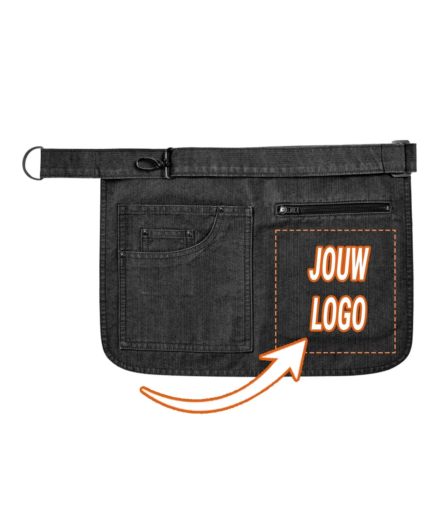 Denim schort / utility met logo de Bedrukwinkel