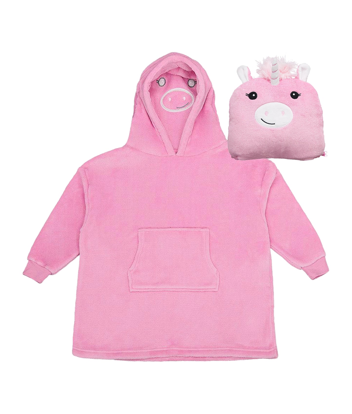 Dieren Hoodie Fleece Deken Kids met kussen en bedrukking de Bedrukwinkel