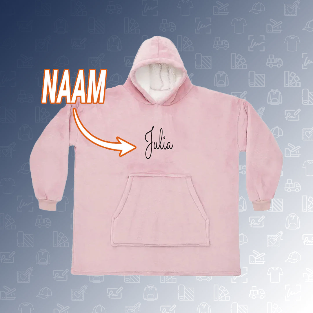 Hoodie Fleece Deken met naam de Bedrukwinkel
