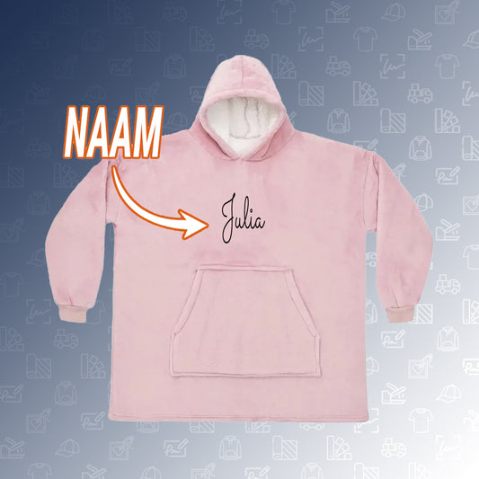 Hoodie Fleece Deken met naam de Bedrukwinkel