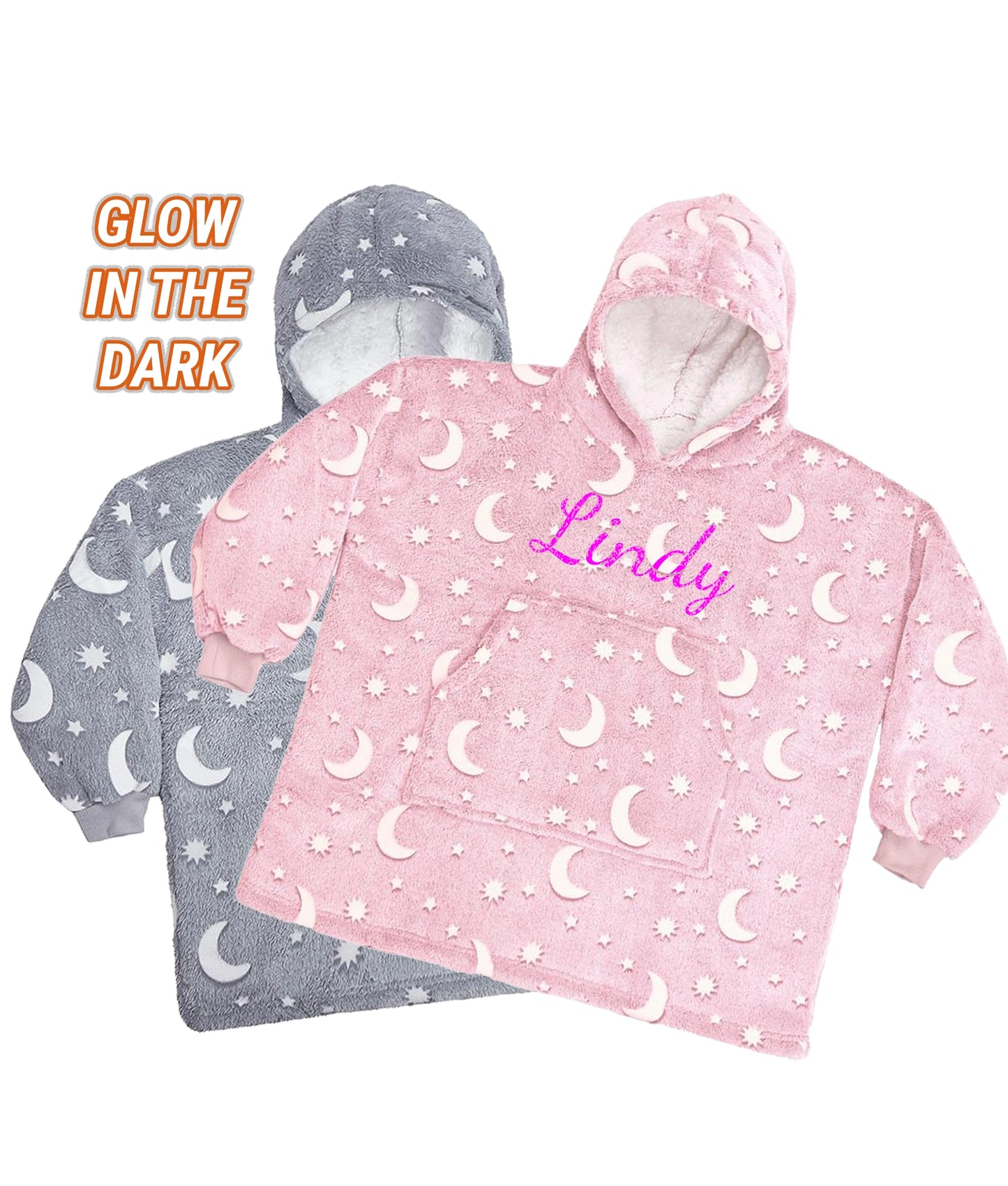 Glow in the Dark Hoodie Fleece Deken Kids met bedrukking de Bedrukwinkel