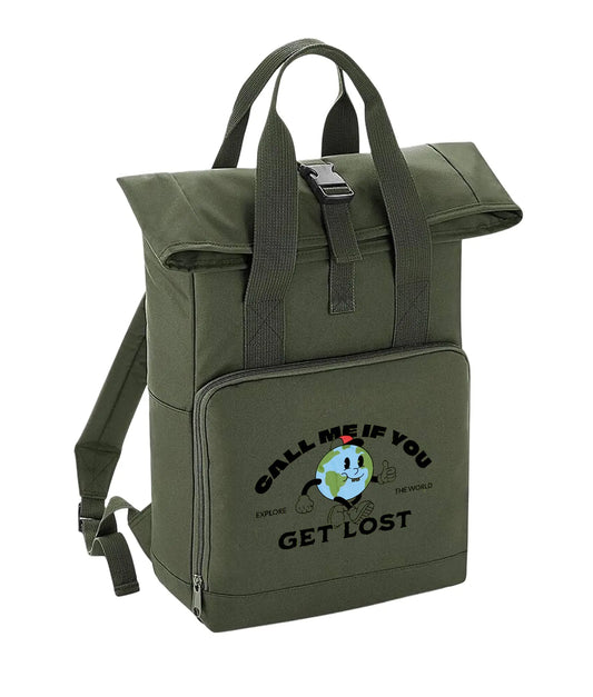 Roll-Top Rugtas met print "Call Me" de Bedrukwinkel