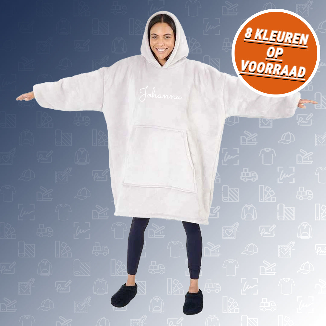 Hoodie Fleece Deken met naam de Bedrukwinkel