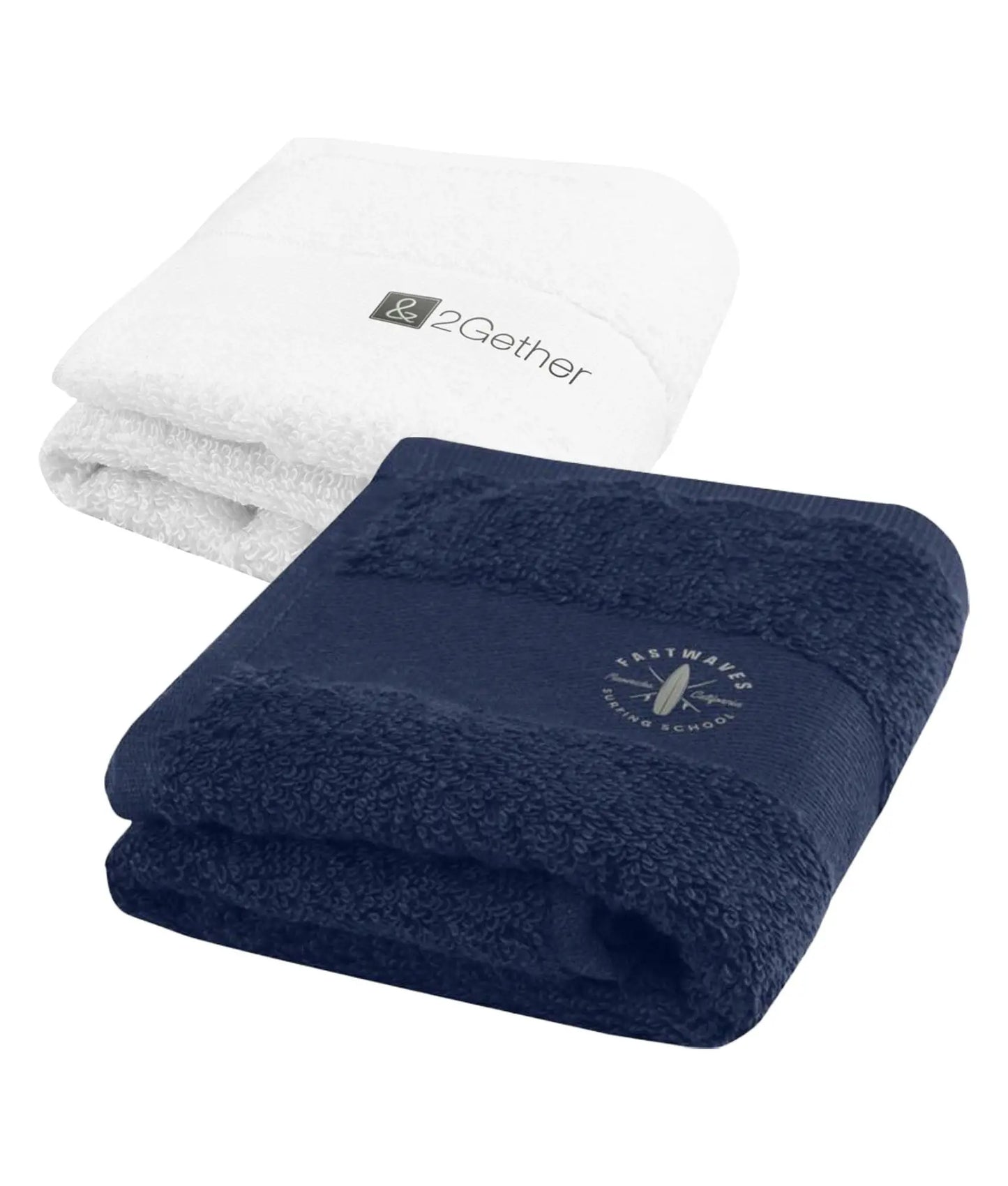 Handdoek 30 x 50 cm van 450 g/m² katoen met geborduurd logo de Bedrukwinkel