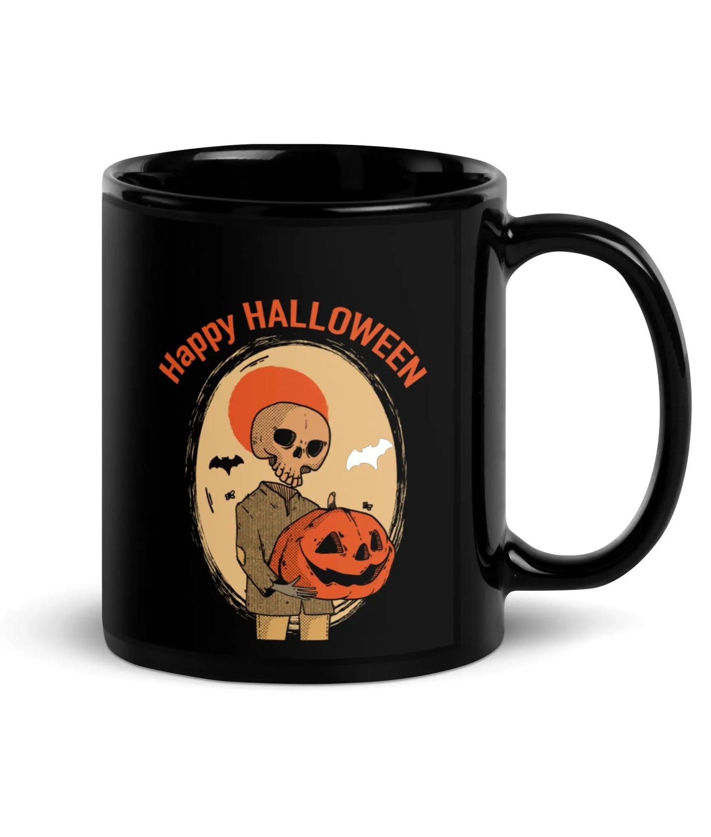 Mok Zwart "Happy Halloween" de Bedrukwinkel