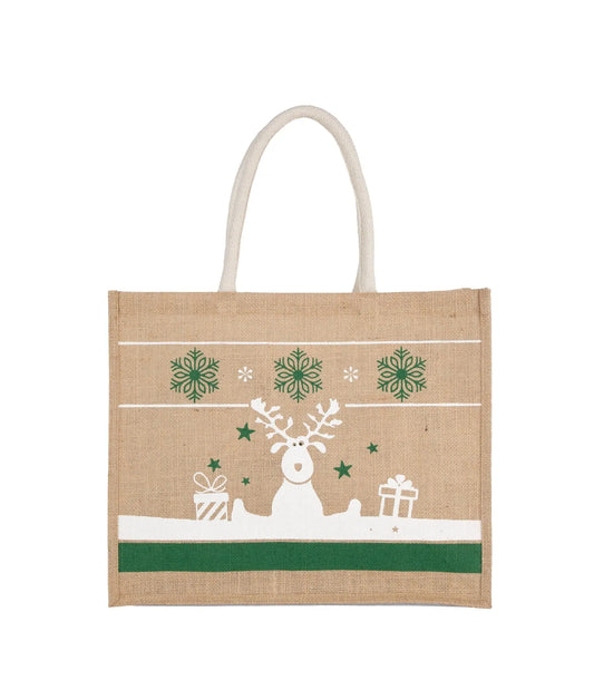 Jutetas met kerstprint de Bedrukwinkel