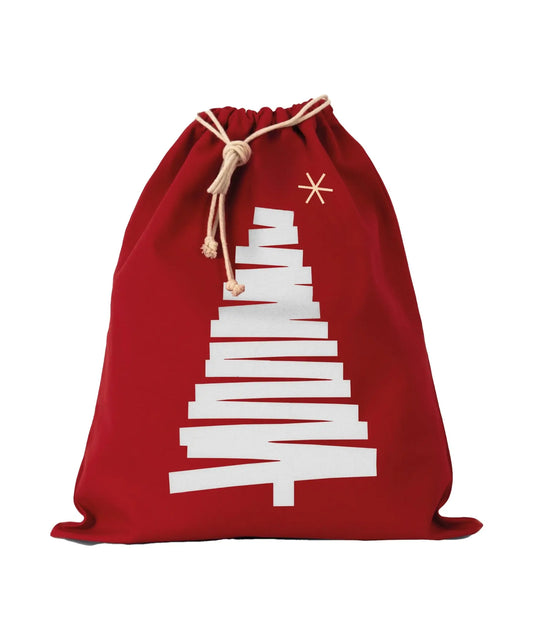 Katoenen koordjestas met kerstboomprint de Bedrukwinkel