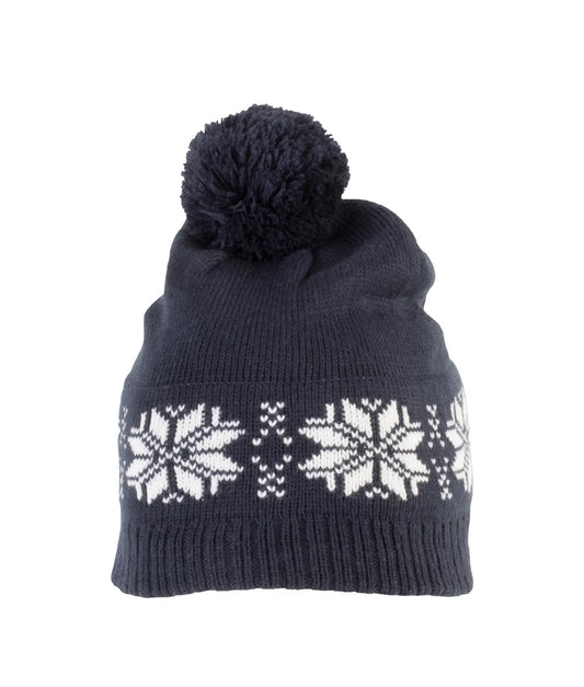 Gebreide kerstmuts met sterren de Bedrukwinkel