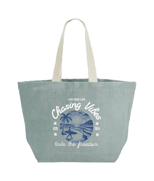 Jute strandtas met print de Bedrukwinkel