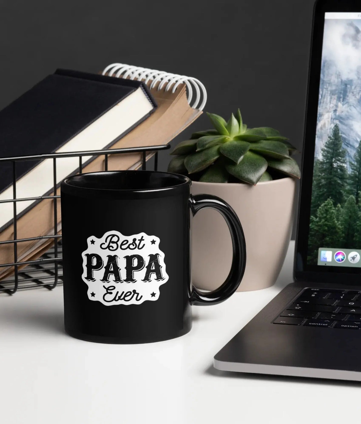 Mok Zwart "Best Papa Ever" de Bedrukwinkel