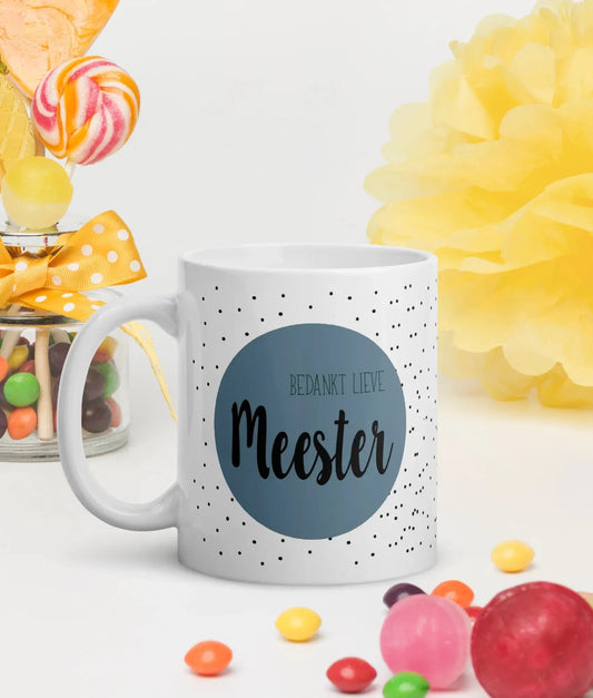 Mok "Bedankt lieve Meester" de Bedrukwinkel
