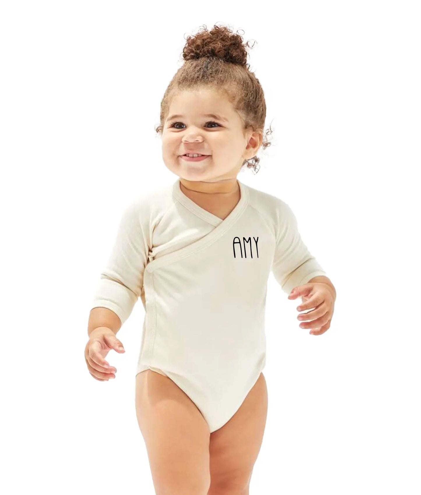 Baby kimono lange mouw met naam de Bedrukwinkel