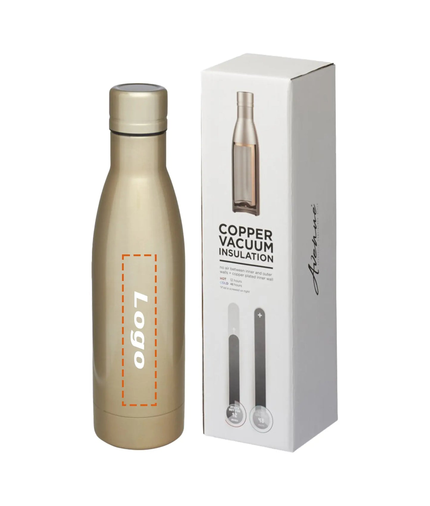 Vasa 500 ml koper vacuüm geïsoleerde fles met lasergravure de Bedrukwinkel