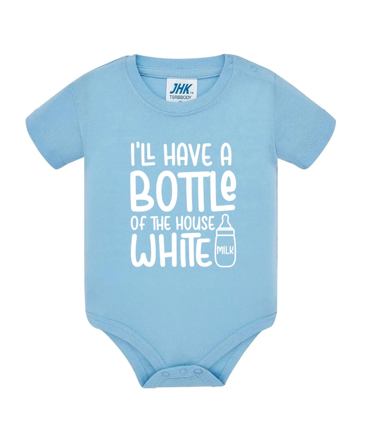 Rompertje met tekst 'Bottle of House White' de Bedrukwinkel