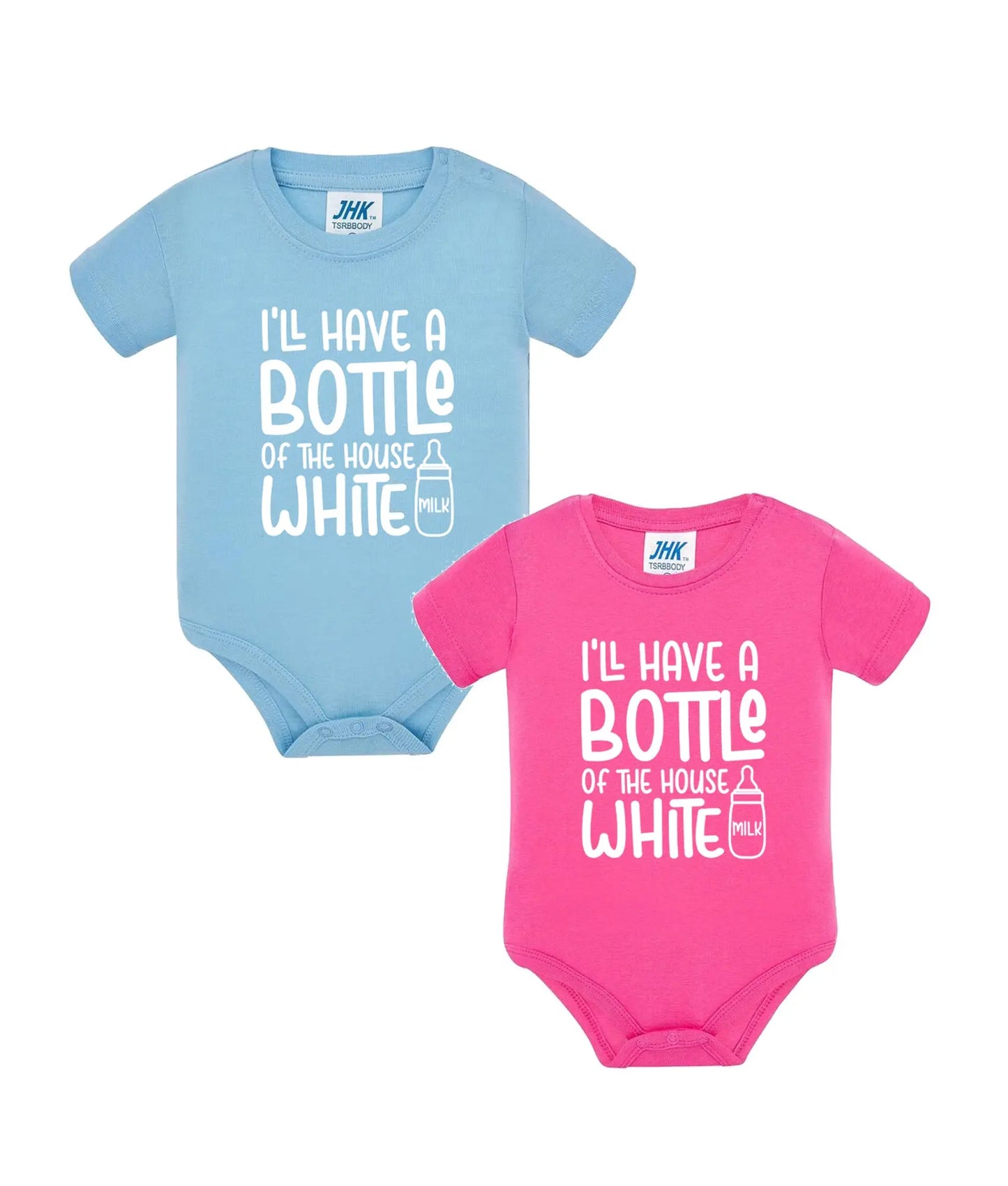 Rompertje met tekst 'Bottle of House White' de Bedrukwinkel