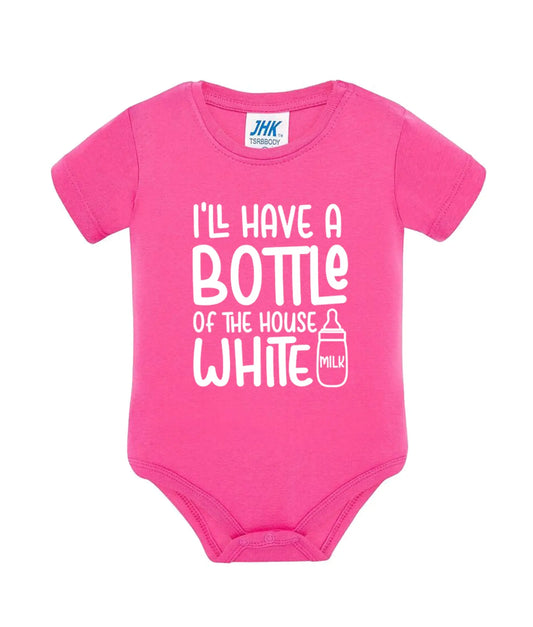 Rompertje met tekst 'Bottle of House White' de Bedrukwinkel