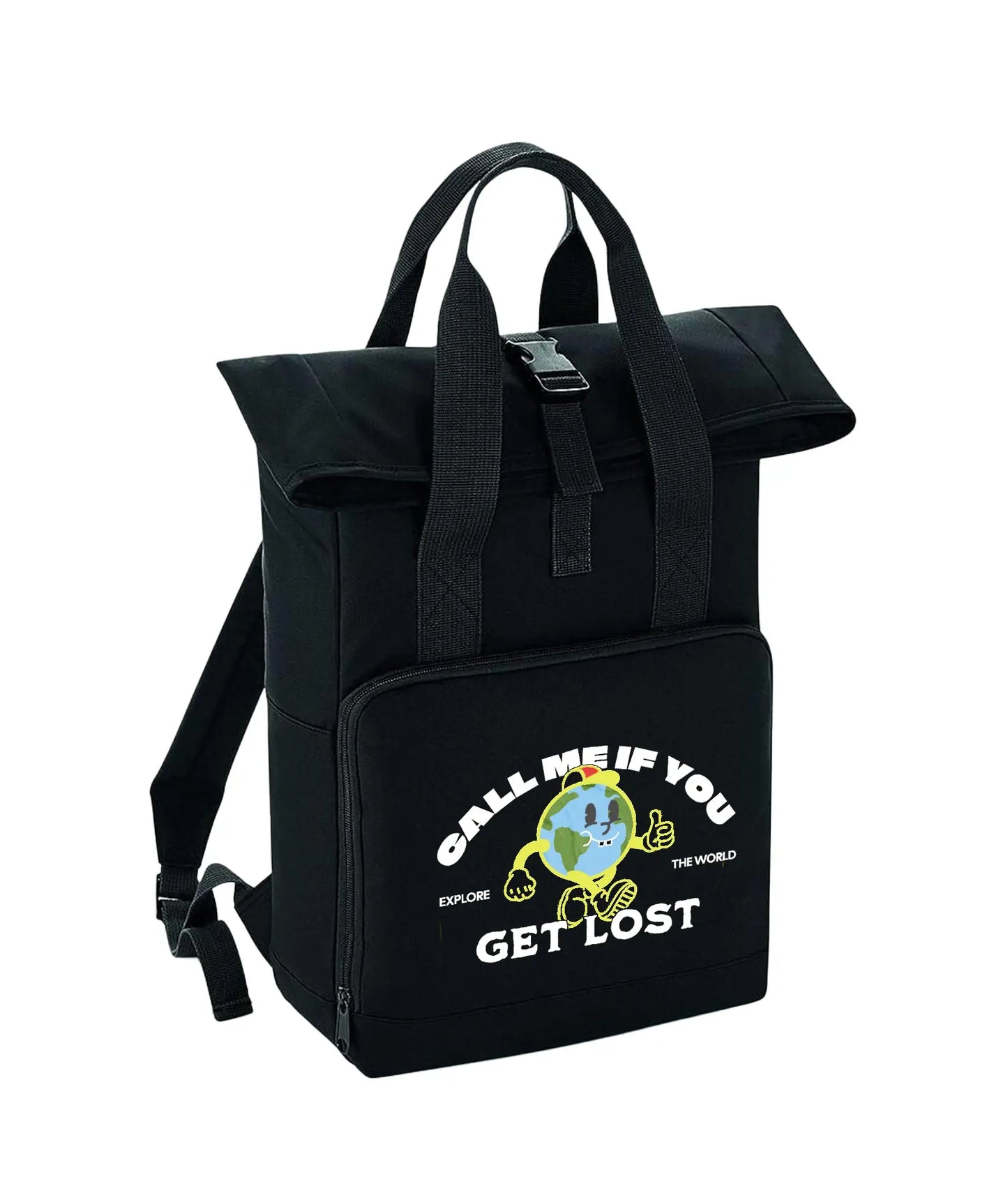 Roll-Top Rugtas met print "Call Me" de Bedrukwinkel