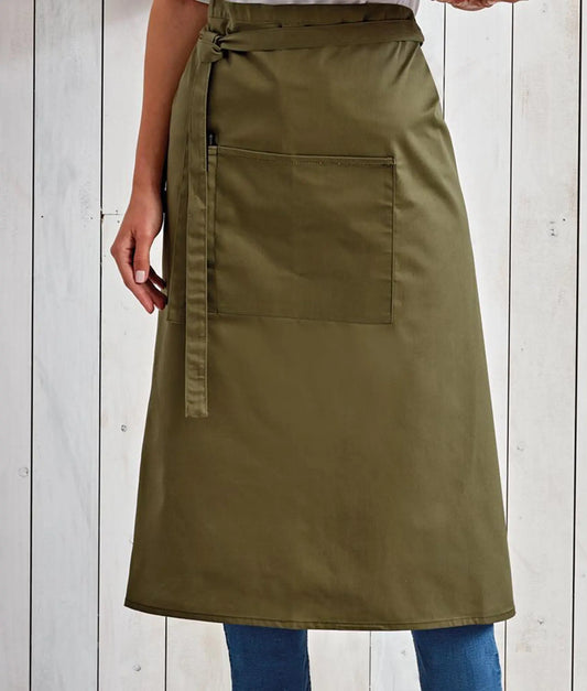 Bistro schort lang met logo de Bedrukwinkel