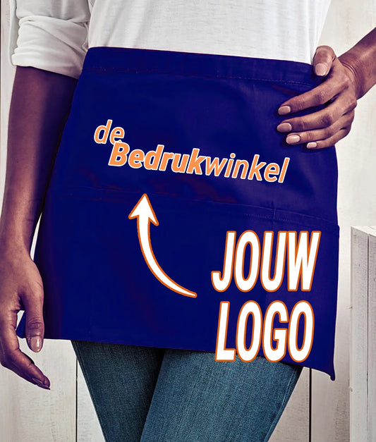 Premium schort kort met logo de Bedrukwinkel