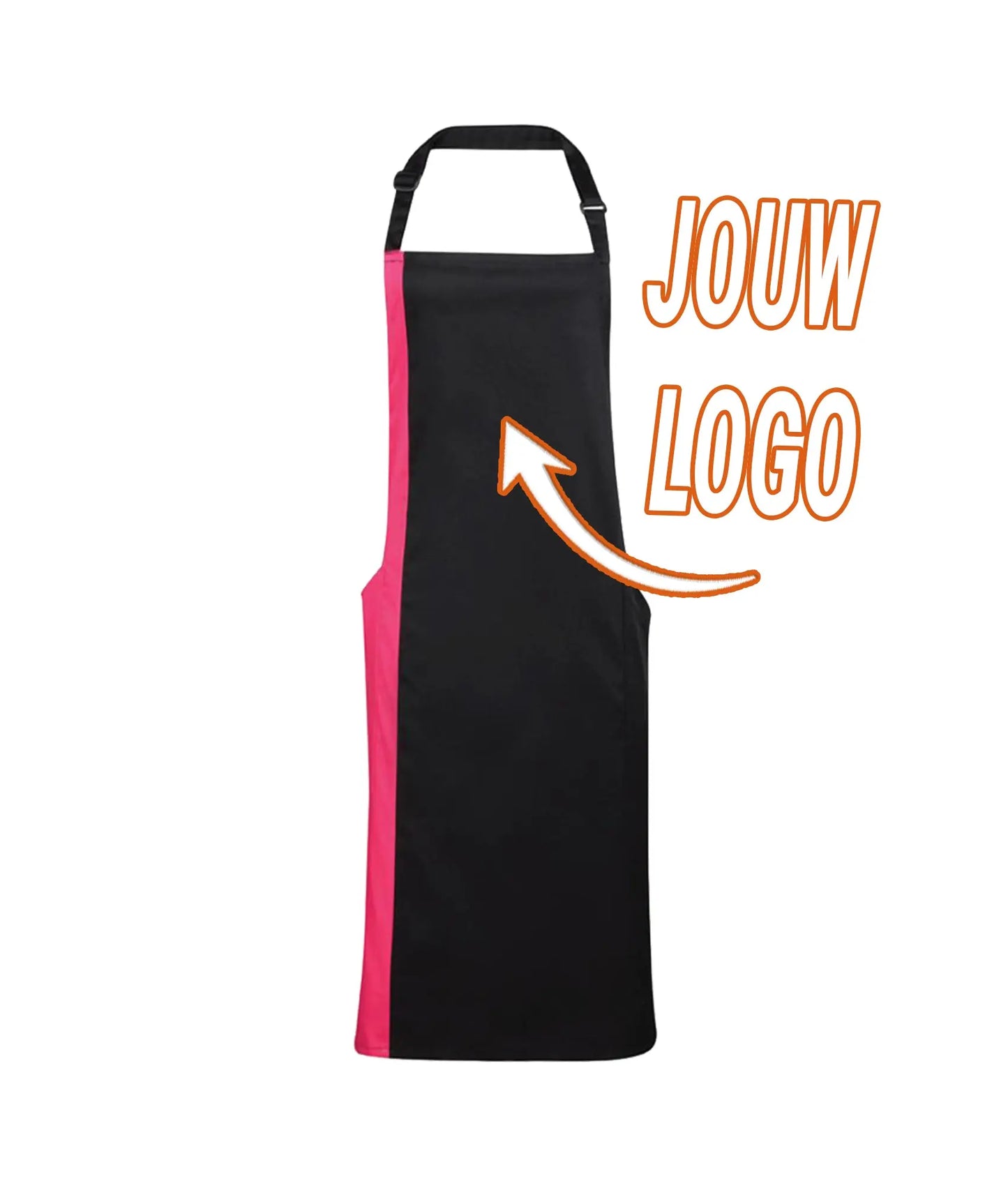 Schort lang contrastkleur met logo de Bedrukwinkel