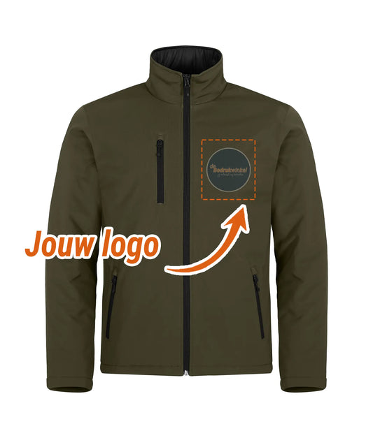 Gewatteerde softshell jas met gratis borstlogo - de Bedrukwinkel