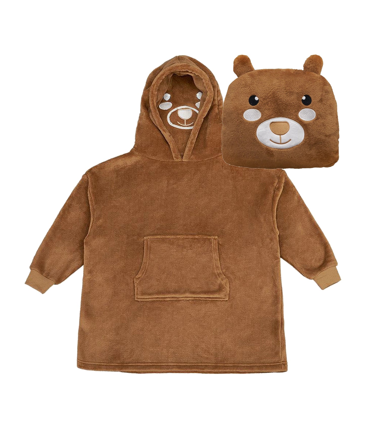 Dieren Hoodie Fleece Deken Kids met kussen en bedrukking de Bedrukwinkel