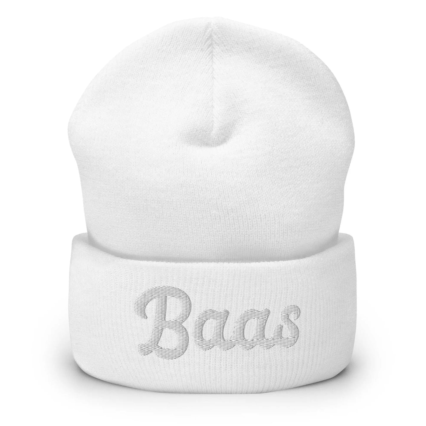 Beanie met tekst BAAS geborduurd de Bedrukwinkel