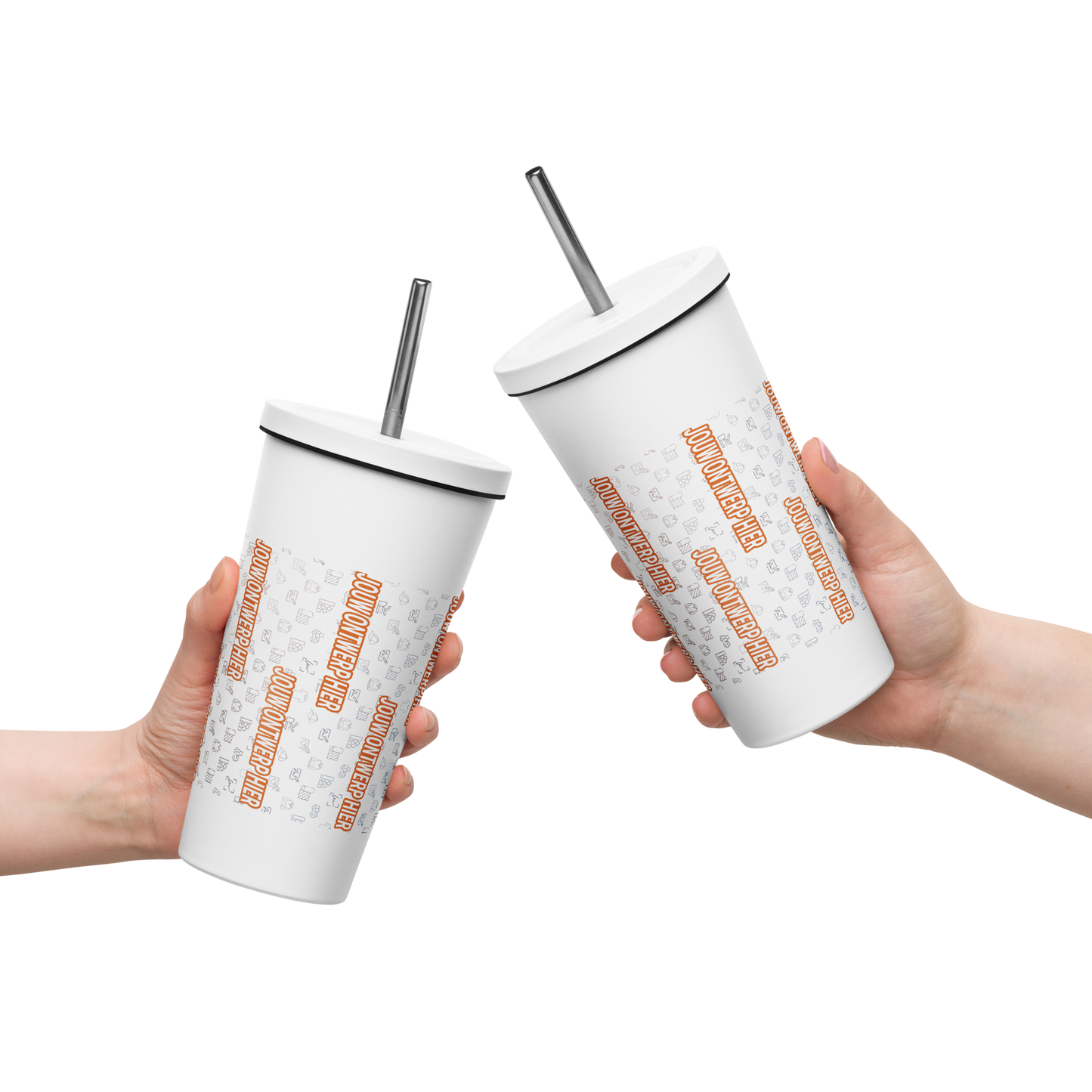 RVS Beker met Rietje - Zelf ontwerpen de Bedrukwinkel