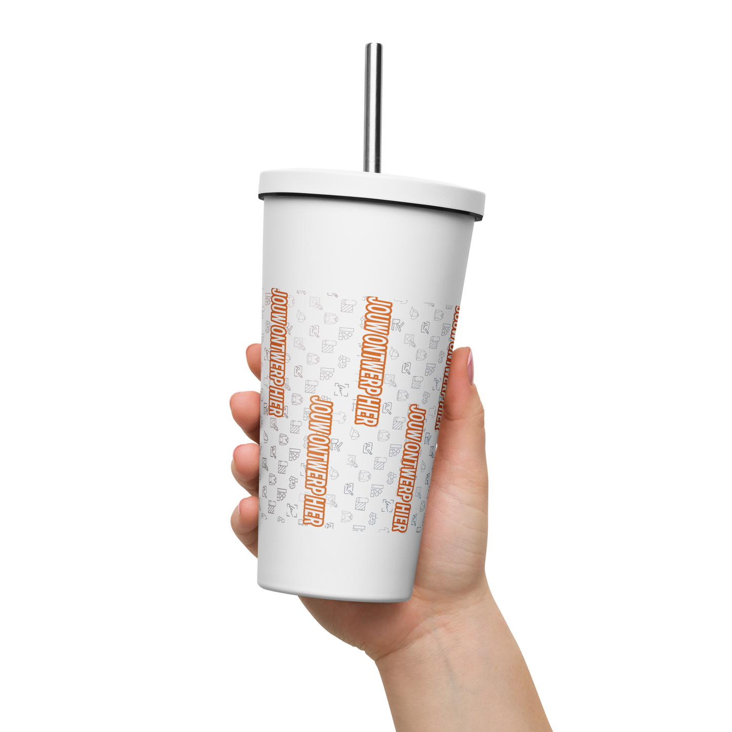 RVS Beker met Rietje - Zelf ontwerpen de Bedrukwinkel