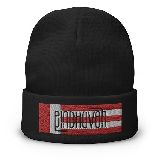 Beanie met geborduurde vlag en tekst EINDHOVEN de Bedrukwinkel