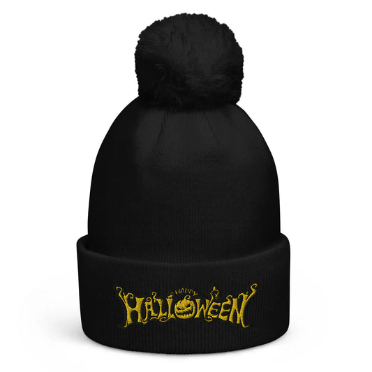 Beanie geborduurd "Happy Halloween" de Bedrukwinkel