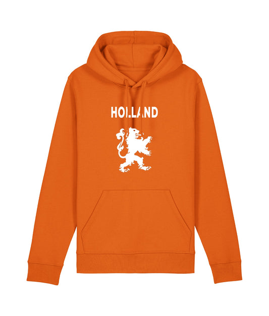 Oranje Hoodie "Holland" met Witte Leeuw de Bedrukwinkel