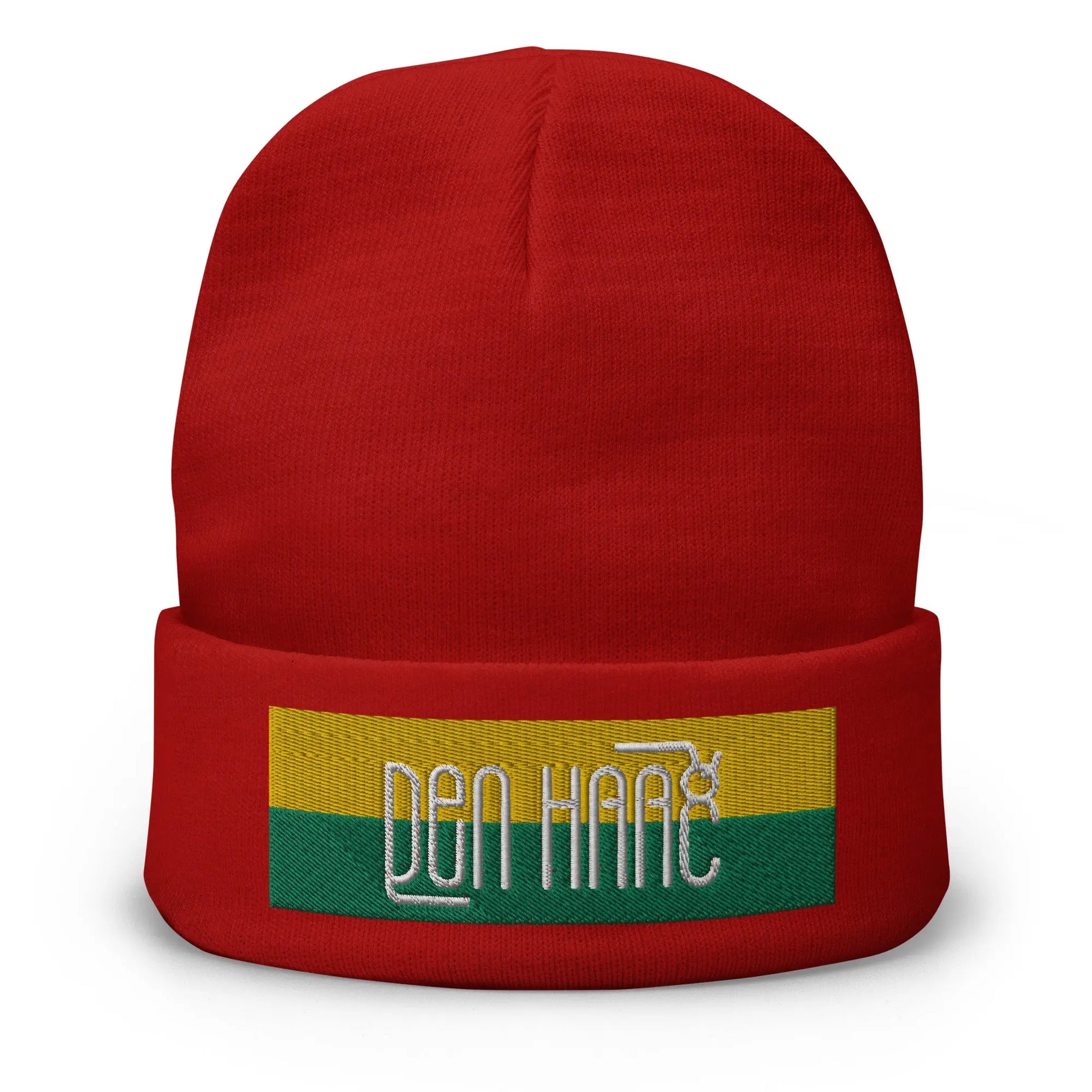 Beanie met geborduurde vlag en tekst DEN HAAG de Bedrukwinkel